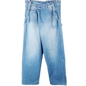 #Johnbull Johnbull / AP458 / lady's /woshu processing / wide Silhouette suspenders Denim Thai pants LAP pants size M