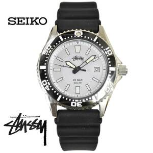 【新古品・未使用品】2010年発売 STUSSY×SEIKO ステューシー×セイコー 30周年記念コラボ 腕時計 ソーラー式 ▼(40587-627