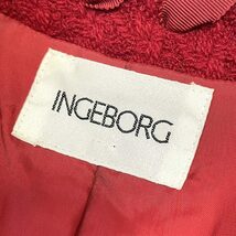 #wnc インゲボルグ INGEBORG セットアップ S 赤 スカートスーツ ツイード リボン パールボタン アルバートチェーン レディース [835175]_画像6