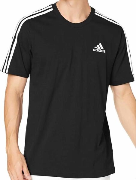 adidas(アディダス) エッセンシャルズ 3ストライプス 半袖Tシャツ 26800 メンズ ブラック(GL3732) Mサイズ