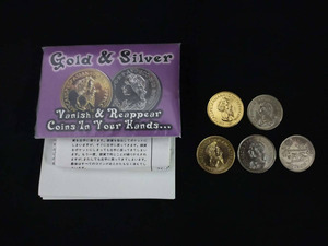 【G154】Gold&Silver　ゴールド&シルバー　ホッピングハーフ　エキスパンドシェル　シェルコイン　ギミック　マジック　手品