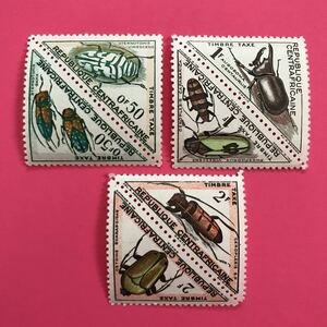 外国未使用切手★中央アフリカ 1962年 昆虫 6種