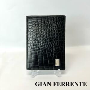 GIAN FERRENTE　ジャンフェランテ　折り財布　型押し　黒　ブラック　美品