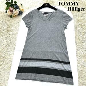 Tommy Hilfiger トミーヒルフィガー ワンピース ストレッチ素材 日本製 半袖 グレー レディース Sサイズ