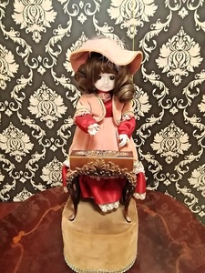 ★DO004★ ヴィンテージ オートマタ ドール オルゴール 入手困難 CECILE ゼンマイ 人形 doll vintage　music AUTOMATA ＤＯＬＬ