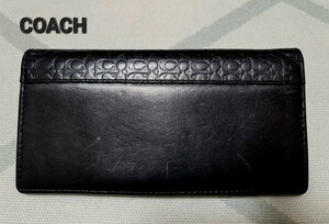 【COACH】コーチ 長財布 二つ折り財布 型押しレザー ブラック メンズ