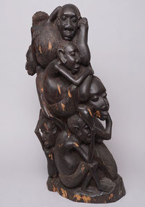 アフリカ　タンザニア　大型　マコンデ　ウジャマ　74cm　木彫り　立像　黒檀　一刀彫