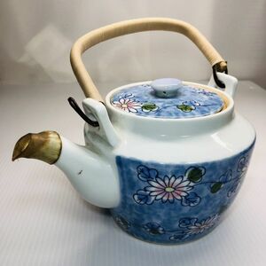 【哲】土瓶 陶器 湯呑 お茶 茶器 和食器 急須 昭和レトロ 当時物 アンティーク ヴィンテージ 花模様 花柄