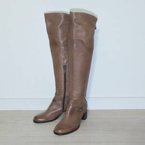  Marie MALLY original leather leather long boots jockey boots Italy made knee high boots lady's 37 6917