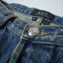 A.P.C アーペーセー CURE キュア インディゴ ジーンズ 28 / APC スリム スキニー 00s ブランド古着 旧タグ ビンテージ 加工 ヒゲ_画像10