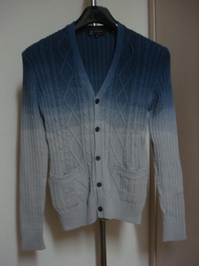  cheap waste version rare model *MK MICHEL KLEIN HOMME( Michel Klein )* beautiful blue ~ gray series gradation manner ground * high class cardigan 46 S~M rank 