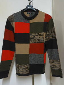  cheap waste version rare *MK MICHEL KLEIN HOMME( Michel Klein )* beautiful . feeling of luxury. exist red series many color using patchwork manner ground * high class design sweater M~L rank 