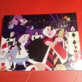 (送料込み)Disney 不思議の国のアリス ウォールクロック(ALICE IN WONDERLAND)☆size:約40×30㎝ キャンパス生地風 掛け時計 インテリア
