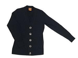  Tory Burch cardigan black black silver Logo button tops knitted lady's TORY BURCH [ used ]