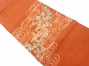 Art hand Auction ys6768420; Sosou hand-woven pongee hand-painted flowing water and flower pattern Nagoya obi [wearing], women's kimono, kimono, Tsumugi, Clothes, others