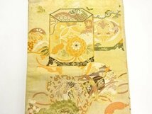 ys6769453; 宗sou 貝桶に鼓・鶴模様織り出し丸帯（材料）【アンティーク】【着】_画像2