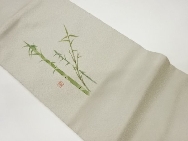 ys6775020 ; Oeuvre de l'artiste Sou Sou, fil d'or motif bambou peint à la main Nagoya obi [usure], groupe, Nagoya-Obi, Prêt à l'emploi