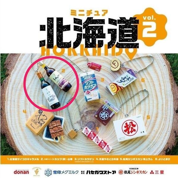 ミニチュア 北海道 十勝ワイン トカップ (赤)・山幸 ボールチェーン付き フィギュア ケンエレファント キーホルダー