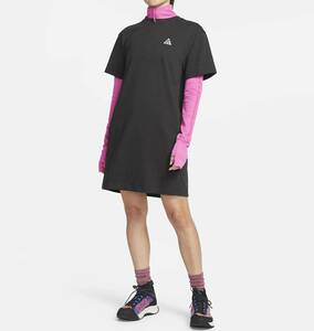  Nike ACG lady's dry Fit ADV T-shirt dress M size regular price 9680 jpy black black outdoor short sleeves One-piece tunic 