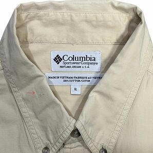 ★アウトドア★Columbia 半袖ボタンダウンシャツ XL ライトベージュ コットン 刻印ボタン フィッシング コロンビア 洗濯 プレス済み 0893の画像6