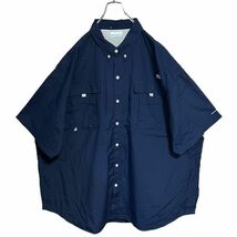 ★美品KINGサイズ★Columbia 軽量 半袖シャツ 3X ネイビー PFG ベンチレーション 刻印ボタン フィッシング コロンビア 洗濯プレス済み 0889_画像1