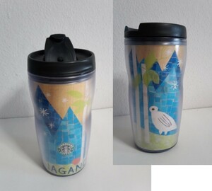 2007 スタバ ロゴタンブラー NAGANO 350ml/送510～/長野/旧ロゴ /旧タンブラー/プラスチック製/白樺/りんご/雷鳥/ライチョウ/雪の結晶