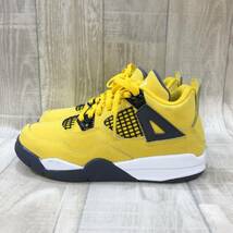 NZ451●NIKE AIR JORDAN 4 RETRO PS スニーカー●19●TOUR YELLOW BQ7669-700_画像2