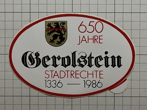 ドイツ 古いステッカー：Gerolstein ゲロルシュタイン 都市 観光 ビンテージ 海外 +Ke