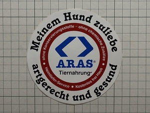 ドイツ 古いステッカー：ARAS ペットフード 広告 ビンテージ 海外 +Fa
