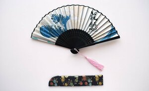 [ flower ./Folding Fan]* fan 6.5 size black / pink (OSEN65-BP)* flower .JAPAN original design exclusive use out sack attaching 