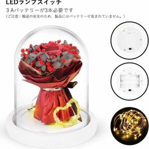 プリザーブドフラワーギフト LEDライト付き ガラスドーム ケース入り 薔薇
