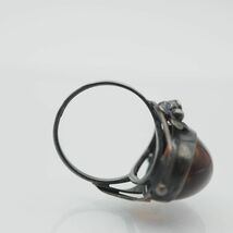 D863 琥珀 コハク ホールマーク刻印 リング デザイン シルバー 指輪 ヴィンテージ 10号_画像8