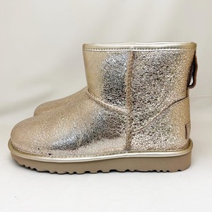 新品 UGG レディースブーツ CLASSIC MINI METALLIC SPARKLE ゴールド 23.0cm