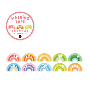 100枚 マスキングテープ プリント イラスト かわいい 虹 レインボー スクラップブッキング マステ 0019-1