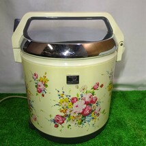 159 当時物 象印 電子ジャー Z 昭和レトロ 花柄 レトロ家電 レトロポップ 花化粧 動作品 保温ジャー 象印電子ジャー 検) レトロ家電_画像1