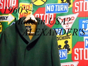 ★人気のファラオジャケット★Made in USA製アメリカ製ALEXANDERSアレクサンダービンテージウールジャケット60s60年代コートスタイル緑M位