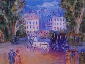 Art hand Auction Jean Dufy, CALECHES~BOIS, Version outre-mer super rare raisonné, Neuf avec cadre, peinture, peinture à l'huile, Nature, Peinture de paysage