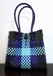  pra basket me LUKA do tote bag basket bag hand-knitted hand made light weight dark blue black light blue 