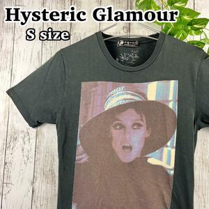 希少☆ HYSTERIC GLAMOR ヒステリックグラマー Tシャツ 半袖 洋風 美人 女性 トップス ビッグピント S ブラック C-118