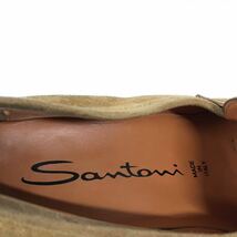 【サントーニ】本物 Santoni 靴 27.5cm 茶 コインローファー スリッポン カジュアルシューズ スエード 男性用 メンズ イタリア製 9 F_画像9