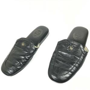 【ディオール】本物 Christian Dior PANTOUFLES 靴 約24.5cm 黒 スリッパ ルームシューズ 室内履き ロゴ金具 本革 レザー 男性用 メンズ 5の画像1