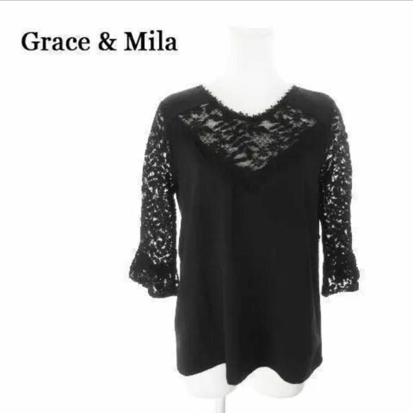 グレース アンド ミラ GRACE&MILA袖レースプルオーバー