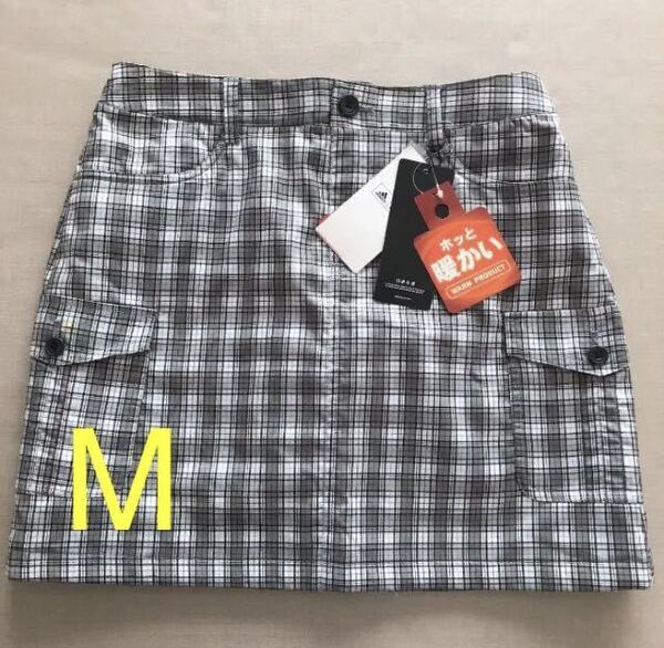 新品・未使用 adidas ゴルフ インナーパンツ付き中わたスカート ◆ M ◆ JJH78 ホワイト×グレー アディダス