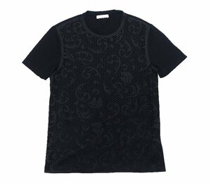 17SS beautiful goods VERSACE COLLECTION Versace mete.-sa plate attaching baroko pattern mesh switch T-shirt 800816 black men's S cut and sewn 