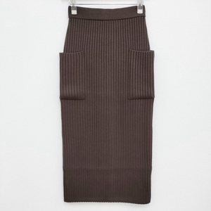 AURALEE 新品 A21AS03LW LAMB WOOL RIB KNIT SKIRT サイズ0 定価39600円 ロングスカート ブラウン オーラリー 3-0902T 221476