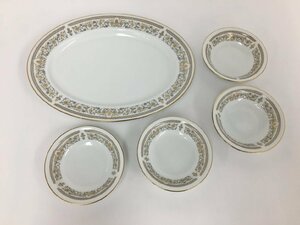 ノリタケ Noritake プレートまとめセット ゴールドグレース 36cm楕円皿 14cmフルーツ皿4枚 未使用 2309LS475