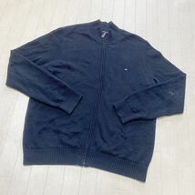 3644☆ TOMMY HILFIGER トミーヒルフィガー トップス フルジップセーター カジュアル メンズ L ブラック_画像1