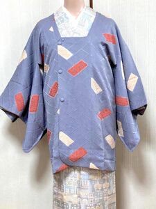 着物正絹 袷 道行き ふくれ織り 和装コート 道中着 仕付け糸有り 未使用 明るいグレー色