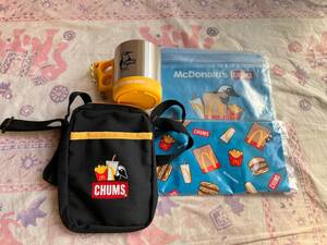  new goods * McDonald's lucky bag 2023* McDonald's × Chums *Mac×CHUMS collaboration goods 4 point * black × yellow Mini shoulder bag cup pouch 