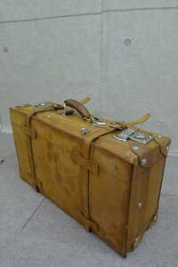 ii021** античный * кожа. багажник с ключом кожа натуральная кожа путешествие дипломат старый инструмент Cafe следы lie retro Vintage /140